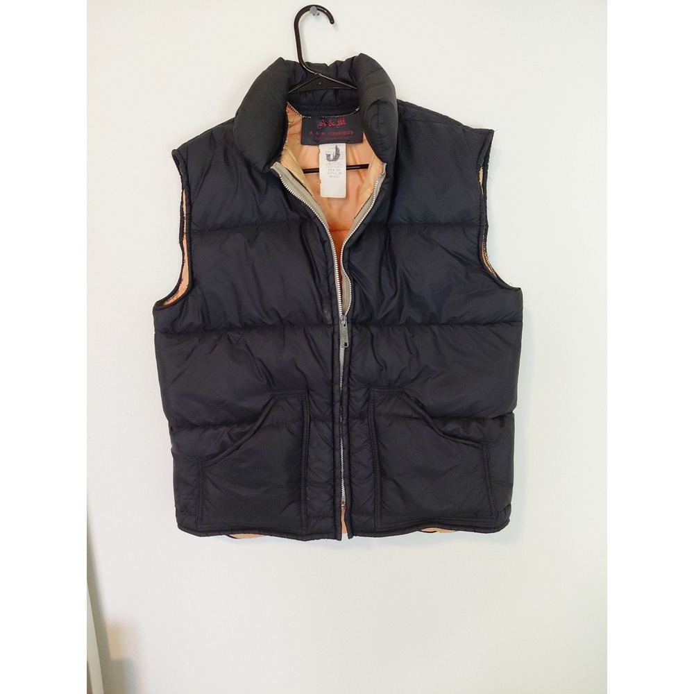 Vintage A&M Industries Puffer‎ Vest Made in Seattle Nylon Men's L Black